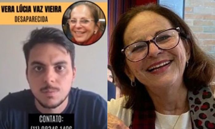 Tercius pede notícia do paradeiro da mãe, Vera Lúcia Vaz Vieira