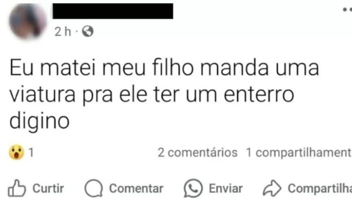 Mulher confessou o crime em uma postagem no Facebook