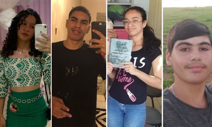 Jonathan, 15, Adriele, 15, Fernanda, 15, e o autor dos disparos, Samuel, 14.