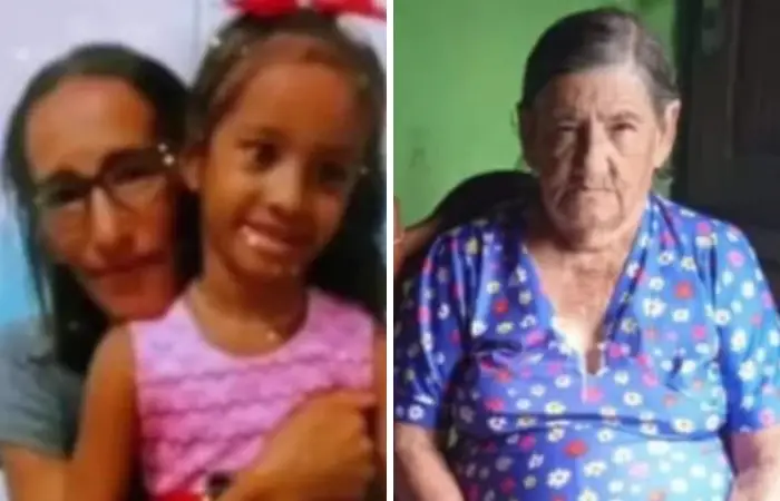 Glorena de Jesus Silva, de 85 anos, Zilda Maria da Silva Alves, de 43, e a criança Aline Silva Alves, de 10 anos Crédito: Reprodução