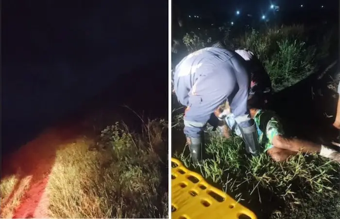 O homem de 57 anos recebendo socorro do Samu