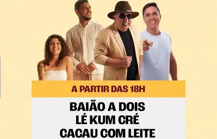 Baião a Dois, Lê Kum Cré e Cacau com Leite.